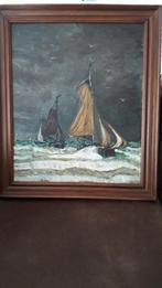 ZEEGEZICHT IN EIKEN LIJST, 62x72 CM, Ophalen of Verzenden