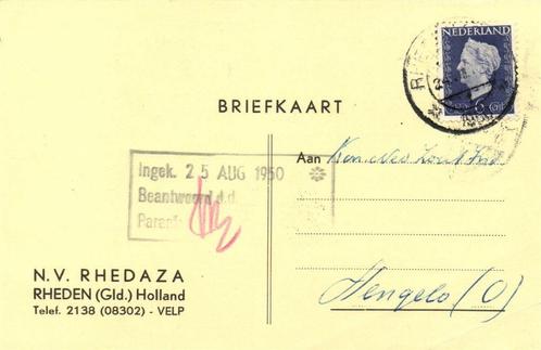 NV RHEDAZA, Rheden [Gld.] - 08.1950 - briefkaart - 1950 gesc, Postzegels en Munten, Brieven en Enveloppen | Nederland, Briefkaart