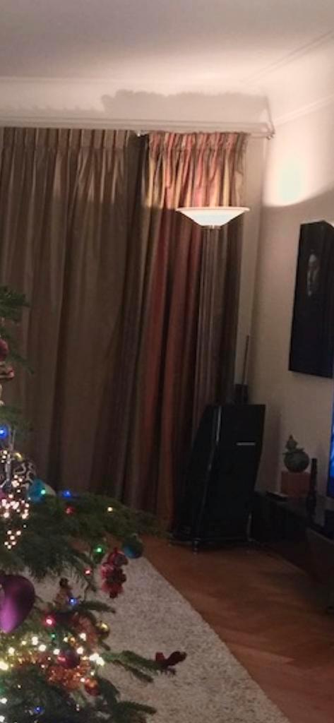 Zijden overgordijnen met siergordijnen en chromen roedes, Huis en Inrichting, Stoffering | Gordijnen en Lamellen, Zo goed als nieuw