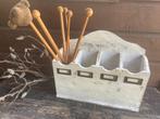 Brocante houten breipennen/ landelijk opbergbakje, Ophalen of Verzenden