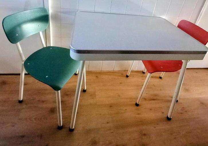 Vintage eetkamerset, Huis en Inrichting, Tafels | Eettafels, Gebruikt, 50 tot 100 cm, Rechthoekig, Ophalen of Verzenden