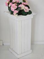 Mooi patina witte brocante shabby hoge houten plantenbak, Ophalen