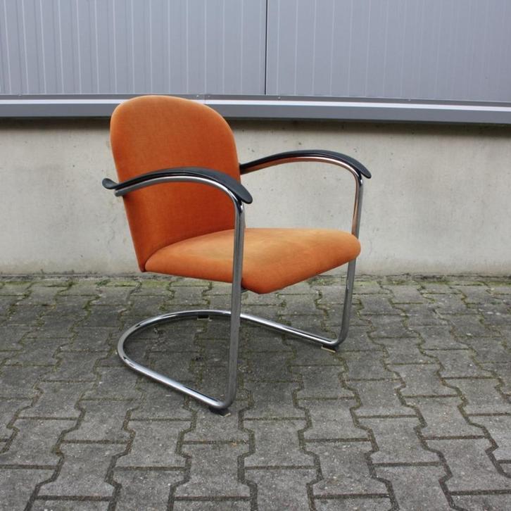 Gispen 414 fauteuil Dutch Originals., Huis en Inrichting, Fauteuils, Gebruikt, Leer, Metaal, 50 tot 75 cm, Minder dan 75 cm, Ophalen