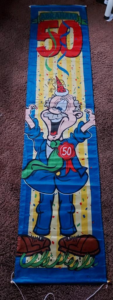 Abraham 50 jaar Feestbanner 40x180cm, Hobby en Vrije tijd, Feestartikelen, Zo goed als nieuw, Versiering, Abraham of Sarah, Ophalen of Verzenden