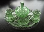 Antiek Kaptafelsetje Engels, groen glas, Antiek en Kunst, Ophalen of Verzenden