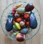 Schaal + Kunstfruit  2st, Ophalen of Verzenden, Zo goed als nieuw, Rond, Glas