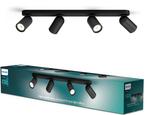 Philips Pongee opbouwspot - 4-lichts - zwart, Huis en Inrichting, Lampen | Spots, Ophalen of Verzenden, Nieuw, Metaal of Aluminium