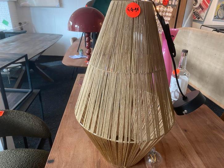 Jute Hanglamp - 55 cm organische vorm japandi, Huis en Inrichting, Lampen | Hanglampen, Nieuw, 50 tot 75 cm, Stof, Ophalen