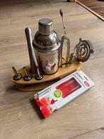 Drank shaker met accessoires + 4 glazen rietjes, Ophalen, Zo goed als nieuw
