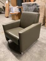 fauteuil echt leer groen €140 ALS NIEUW, Huis en Inrichting, Fauteuils, Ophalen of Verzenden, Zo goed als nieuw, 50 tot 75 cm
