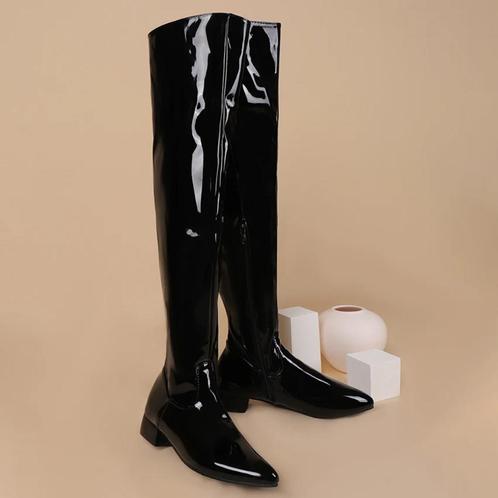 Overknee zwarte lak laarzen dames vrouwen, Kleding | Dames, Schoenen, Nieuw, Hoge laarzen, Zwart, Verzenden