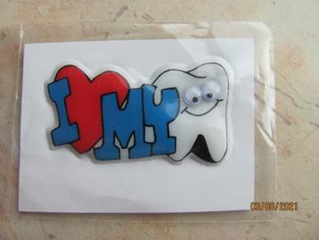 NIEUW in verpakking 1 x 3D Sticker I love my TEETH tand kies beschikbaar voor biedingen