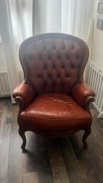 Mooie Britse lederen fauteuil, Ophalen, Gebruikt, Minder dan 75 cm, Leer