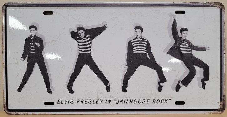 Elvis Presley Jailhouse Rock license plate reclamebord deco, Verzamelen, Muziek, Artiesten en Beroemdheden, Nieuw, Foto of Kaart