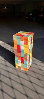 Kleurrijke houten zuil / sokkel - 80cm hoog, Huis en Inrichting, Woonaccessoires | Zuilen en Pilaren, Ophalen, Gebruikt