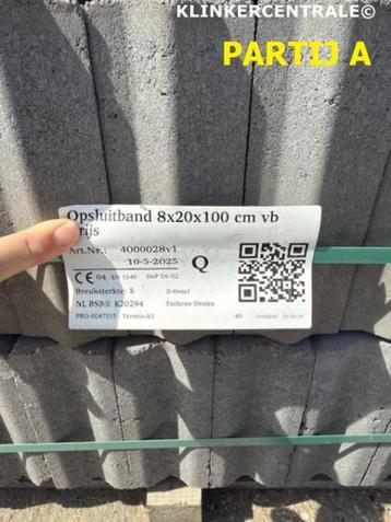 2.000m1 grijs betonbanden 8x20x100cm 10x20x100cm B-KEUS opsl beschikbaar voor biedingen