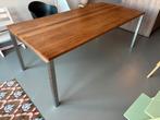 Notenhouten Tafel 210x100 - RVS Poten, Ophalen, 100 tot 150 cm, 200 cm of meer, Zo goed als nieuw
