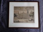 Oude gekleurde prent of pentekening in lijst, Antiek en Kunst, Ophalen