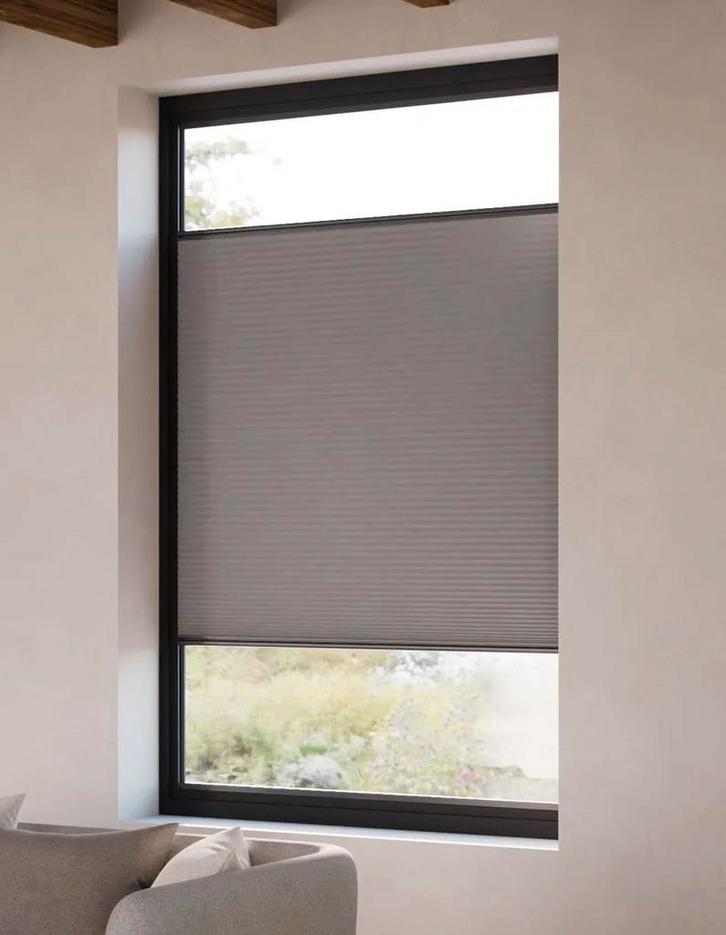 Dubbele pliségordijnen verduisterend, Huis en Inrichting, Stoffering | Gordijnen en Lamellen, Zo goed als nieuw, 150 tot 200 cm