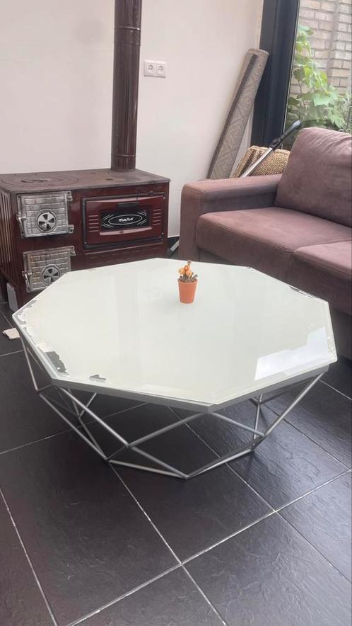 Glazen salontafel, Huis en Inrichting, Tafels | Salontafels, Zo goed als nieuw, Minder dan 50 cm, 50 tot 100 cm, 50 tot 100 cm