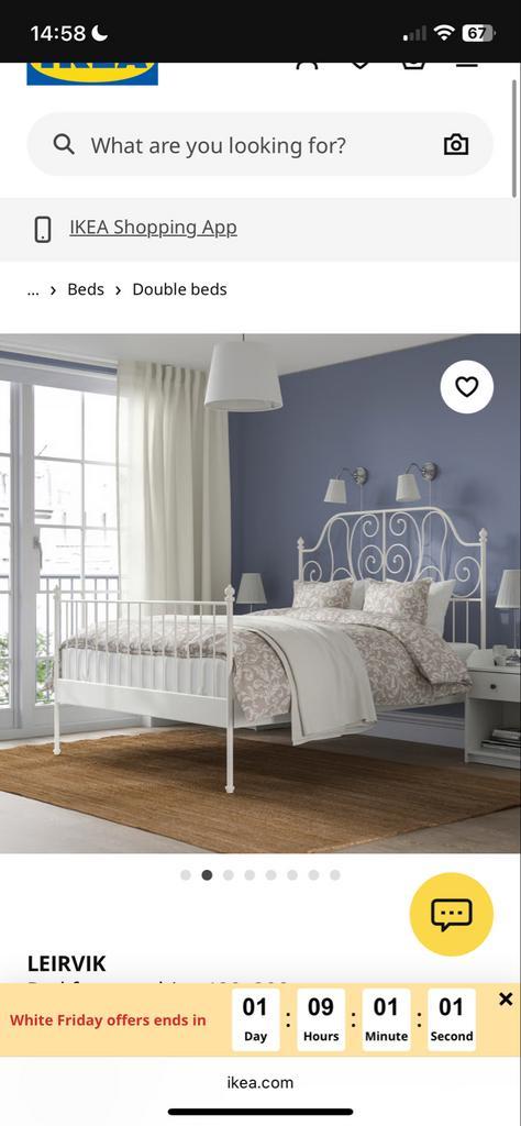 IKEA Leirvik bed 160/200 cm, Huis en Inrichting, Slaapkamer | Bedden, Gebruikt, Tweepersoons, 160 cm, 200 cm, Metaal, Wit, Ophalen