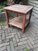 Bijzettafel kleur: teak. Maat: 50x50x50 cm, Gebruikt, 45 tot 60 cm, Minder dan 55 cm, Hout