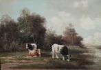 A.Broekman (1864-1946}, grazende koeien in polderlandschap, Antiek en Kunst, Ophalen of Verzenden