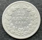 Schaars Kwartje 1890 zonder punt, Postzegels en Munten, Munten | Nederland, Koning Willem III, Zilver, 25 cent, Ophalen of Verzenden