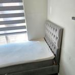 Boxspring met matras fluweel lichtgrijs 90x190 cm, Huis en Inrichting, Slaapkamer | Bedden, Ophalen, Tweepersoons, Zo goed als nieuw