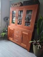Houten buffetkast met glas, Huis en Inrichting, Ophalen, Gebruikt, 200 cm of meer, 150 tot 200 cm