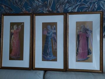 3x schilderij met engel goud beschikbaar voor biedingen