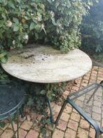 Marmeren Buitentafel met Gietijzeren Onderstel, Tuin en Terras, Tuintafels, Ophalen, Gebruikt, Rechthoekig, Overige materialen