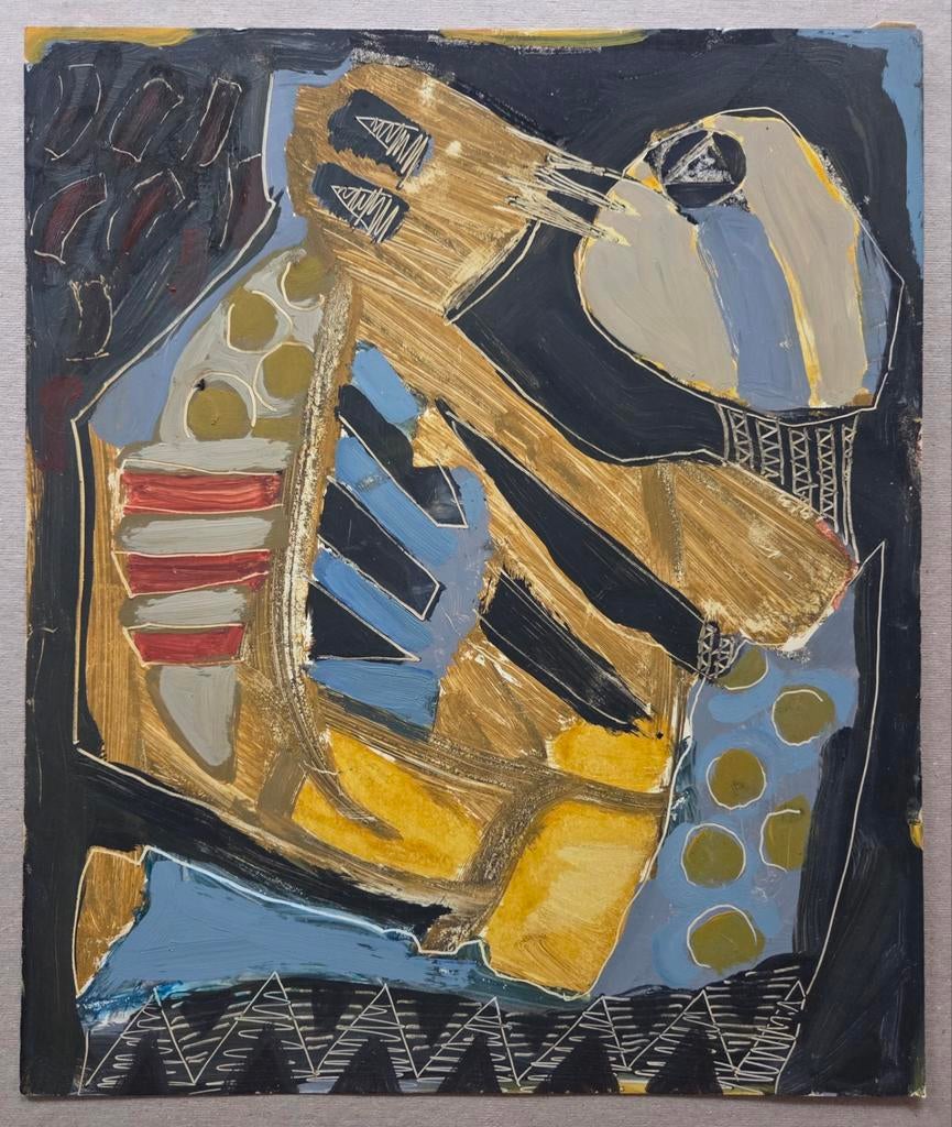 Jo Manders. Gouache. Figuren. Cobra., Ophalen of Verzenden