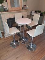 Bartafel statafel met 4 crème kleurige barkrukken, 2 krukken, Ophalen, 60 tot 90 cm