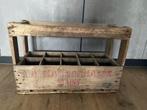 Vintage brocante Houten Flessenkrat gemerkt 10  flessen, Ophalen of Verzenden