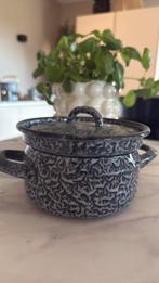 Pan 13 cm - blauw gewolkt emaille, Antiek en Kunst, Antiek | Emaille, Ophalen