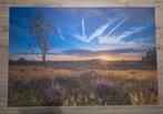 Fotoprint op hout 80x120cm Zonsondergang Veluwe, Huis en Inrichting, Woonaccessoires | Schilderijen, Tekeningen en Foto's, Schilderij