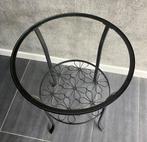 Ikea bijzet tafeltje Klingsbo rond blad glas metaal zwart, Minder dan 55 cm, Rond, Zo goed als nieuw, Ophalen