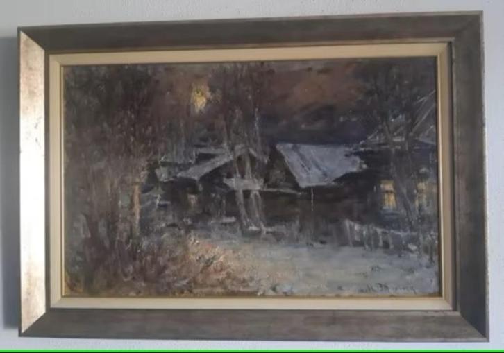 H. Brouwer (XXe) - Boshuisje in de winter - 1960, Antiek en Kunst, Kunst | Schilderijen | Klassiek, Ophalen