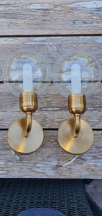 2 x Vintage glazen wandlamp in messing - giani, Huis en Inrichting, Ophalen of Verzenden, Gebruikt