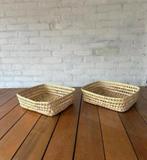 Prachtige bohemian ibiza mand schaal van palmblad palmgras, Ophalen of Verzenden, Nieuw, Schaal