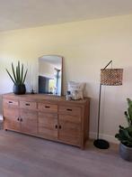 Eiken Dressoir Kast + spiegel + staande lamp, Antiek en Kunst, Ophalen
