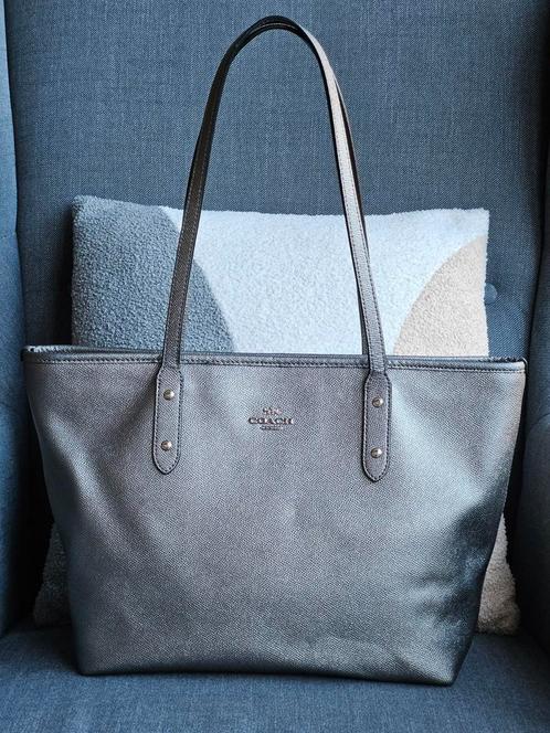Coach tas / schoudertas van leer, Sieraden, Tassen en Uiterlijk, Tassen | Damestassen, Gebruikt, Shopper, Grijs, Ophalen of Verzenden