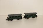 Fleischmann 2 groene rijtuigjes uit startset, Gelijkstroom, Fleischmann, Wagon, Ophalen of Verzenden