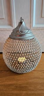 Sfeervol Windlicht - Perfect voor Gezellige Avonden, Ophalen of Verzenden, Zo goed als nieuw, Metaal, Grijs