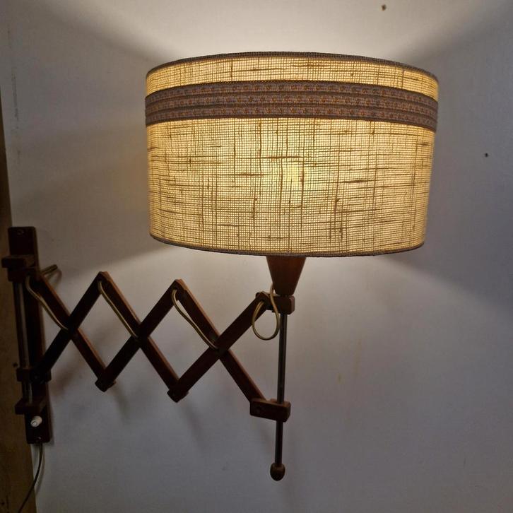 sixties vintage wandlamp schaarlamp uittreklamp, Huis en Inrichting, Lampen | Wandlampen, Gebruikt, Ophalen of Verzenden