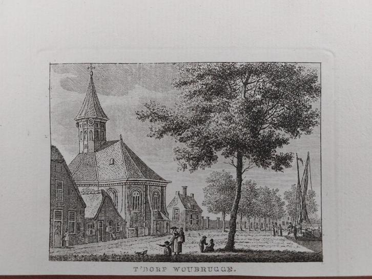21 / Woubrugge - Gravure uit 1792 door J. Bulthuis, Antiek en Kunst, Kunst | Etsen en Gravures, Ophalen of Verzenden