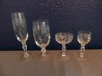 4 kristallen glazen: champagne, bier, likeur en borrel, Ophalen of Verzenden