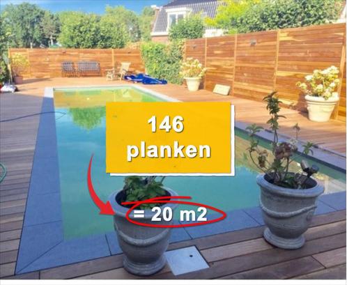 PROMOTIE BUNDEL 20m2 VLONDERPLANK 21x145x950 SUCUPIRA 146 st, Tuin en Terras, Terrasdelen en Vlonders, Nieuw, Hout, Ophalen of Verzenden
