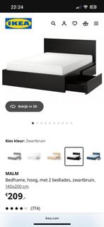 Ikea bed, Ophalen, Wit, Tweepersoons, 140 cm